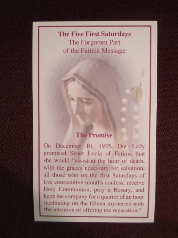 Five First Saturdays Prayer Card