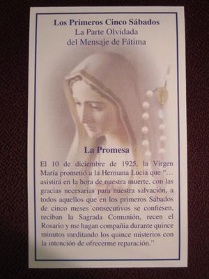 Los Primaros Cincos Sabados Prayer Card