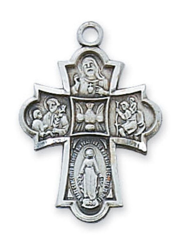 4-Way Cross Pendant Sterling Silver 18" chain