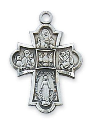 4-Way Cross Pendant Sterling Silver 18" chain