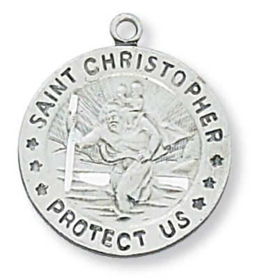 St Christopher round Sterling Silver Medal on 18" chain St Christopher round Sterling Silver Medal on 18" chain