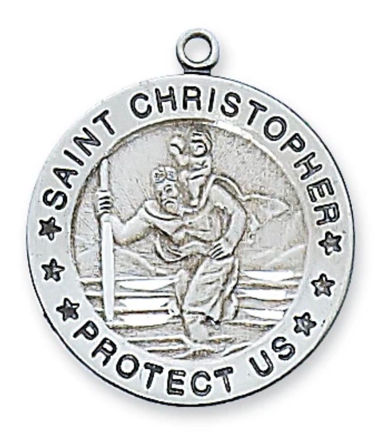St Christopher Sterling Silver medal with 24" chain
