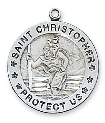 St Christopher Sterling Silver medal with 24" chain