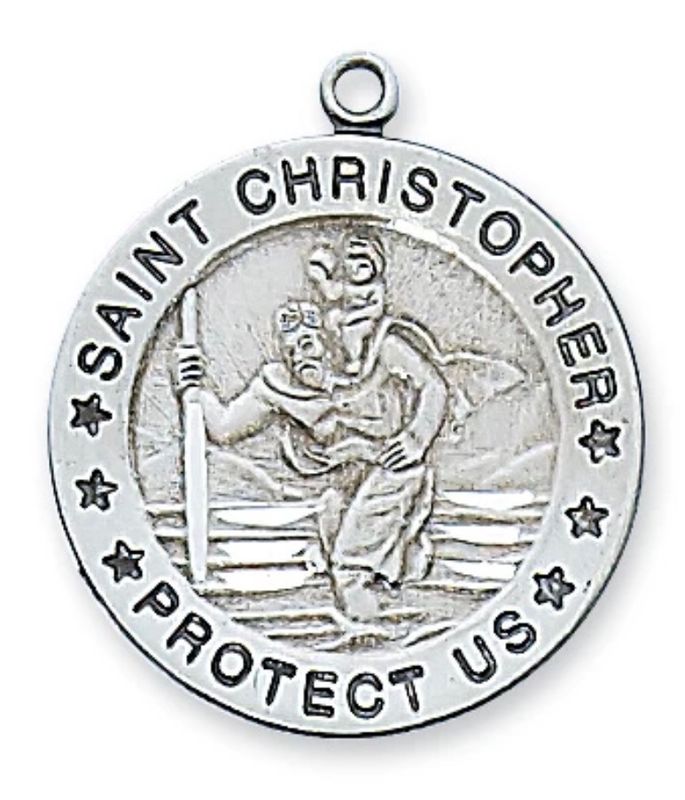 St Christopher Sterling Silver medal with 24" chain