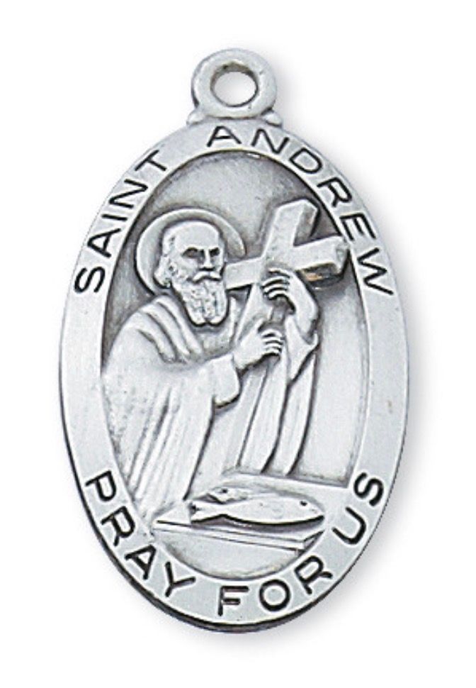 St Andrew Sterling Silver Medal on 24" chain
