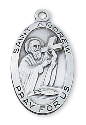St Andrew Sterling Silver Medal on 24" chain
