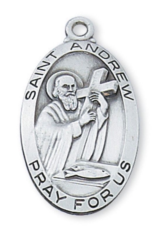 St Andrew Sterling Silver Medal on 24" chain