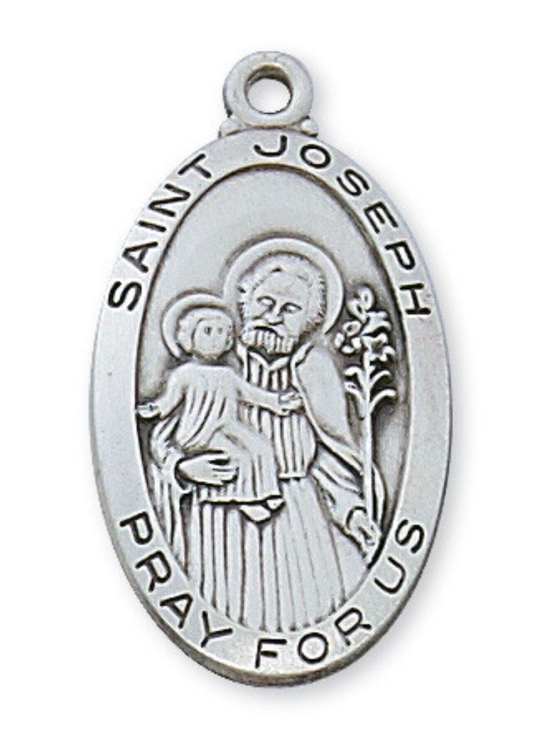St Joseph Sterling Silver Medal on 24" chain