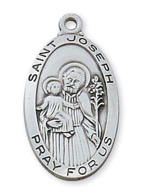 St Joseph Sterling Silver Medal on 24" chain
