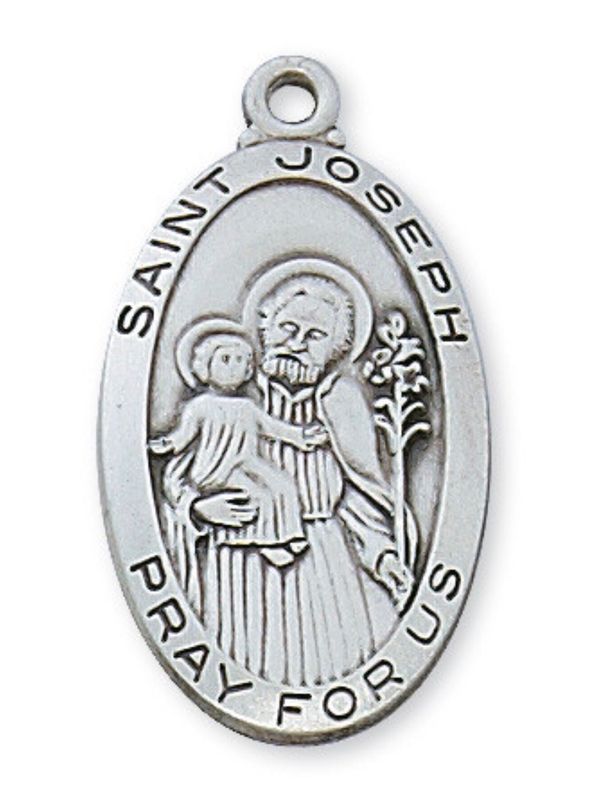 St Joseph Sterling Silver Medal on 24" chain