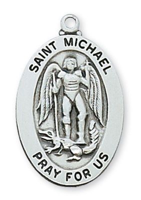 St Michael Sterling Silver Medal on 20" chain