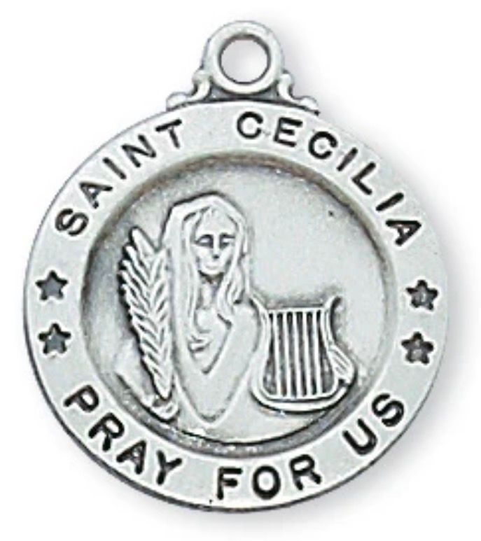 St Cecilia Sterling Silver Medal on 18" chain