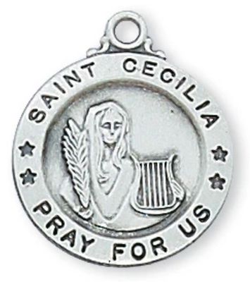 St Cecilia Sterling Silver Medal on 18" chain