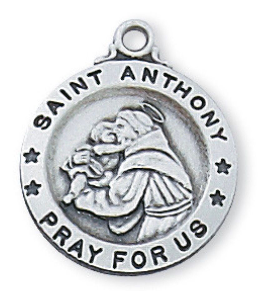 St Anthony Sterling Silver Medal on 18" chain