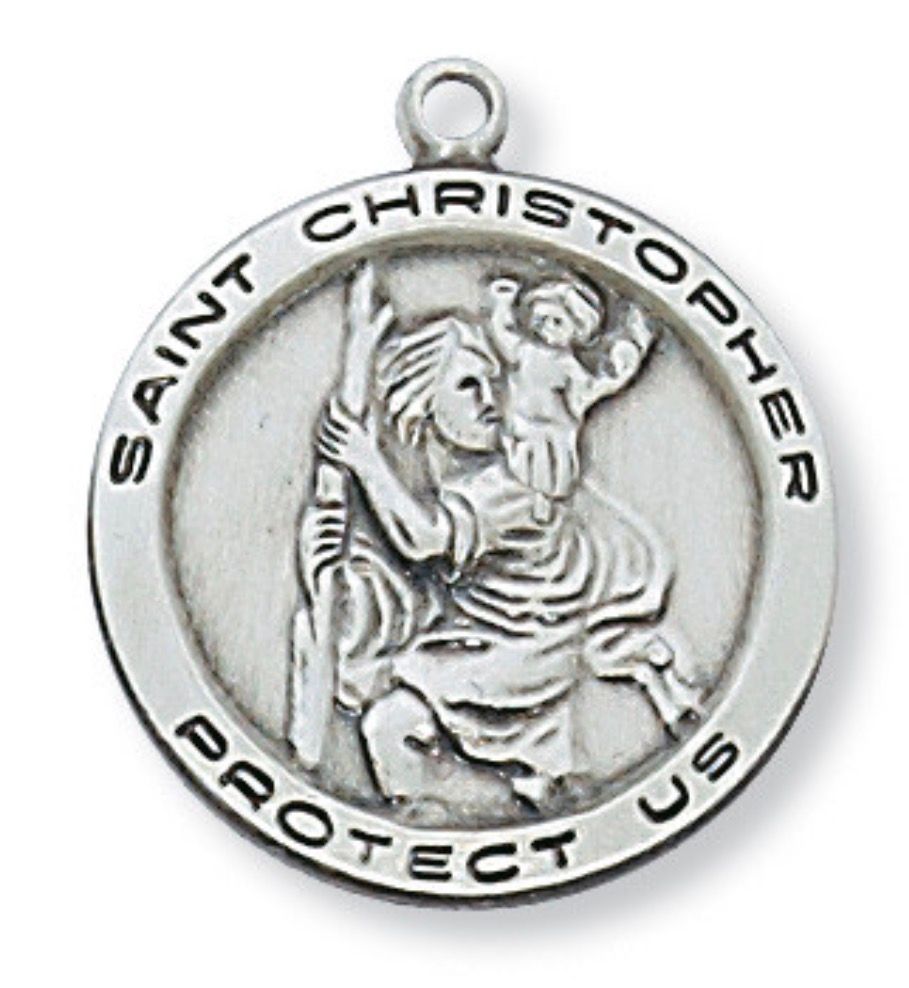 St Christopher Sterling Silver Medal on 18” chain