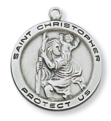 St Christopher Sterling Silver Medal on 18” chain