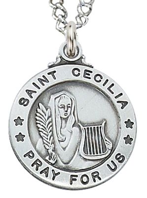 Sterling Silver 3/4" St Cecilia Medal with 20" chain Sterling Silver 3/4" St Cecilia Medal with 20" chain