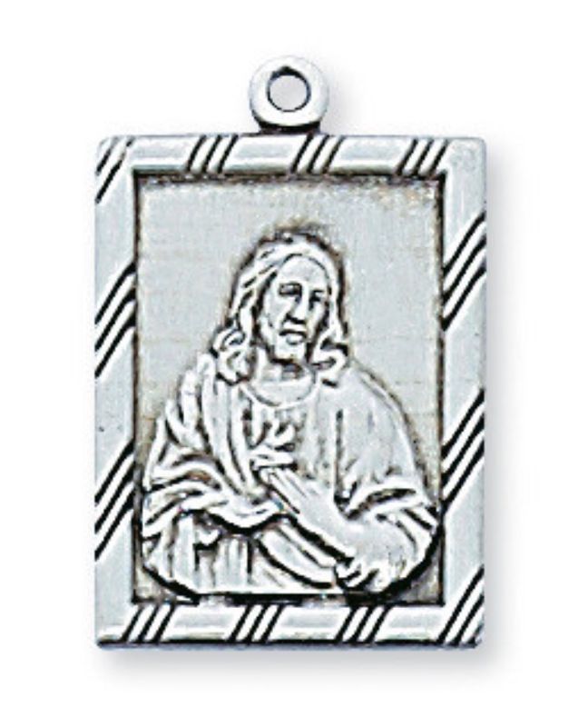 Sacred Heart of Jesus Sterling Silver Scapular Medal on 18" chain