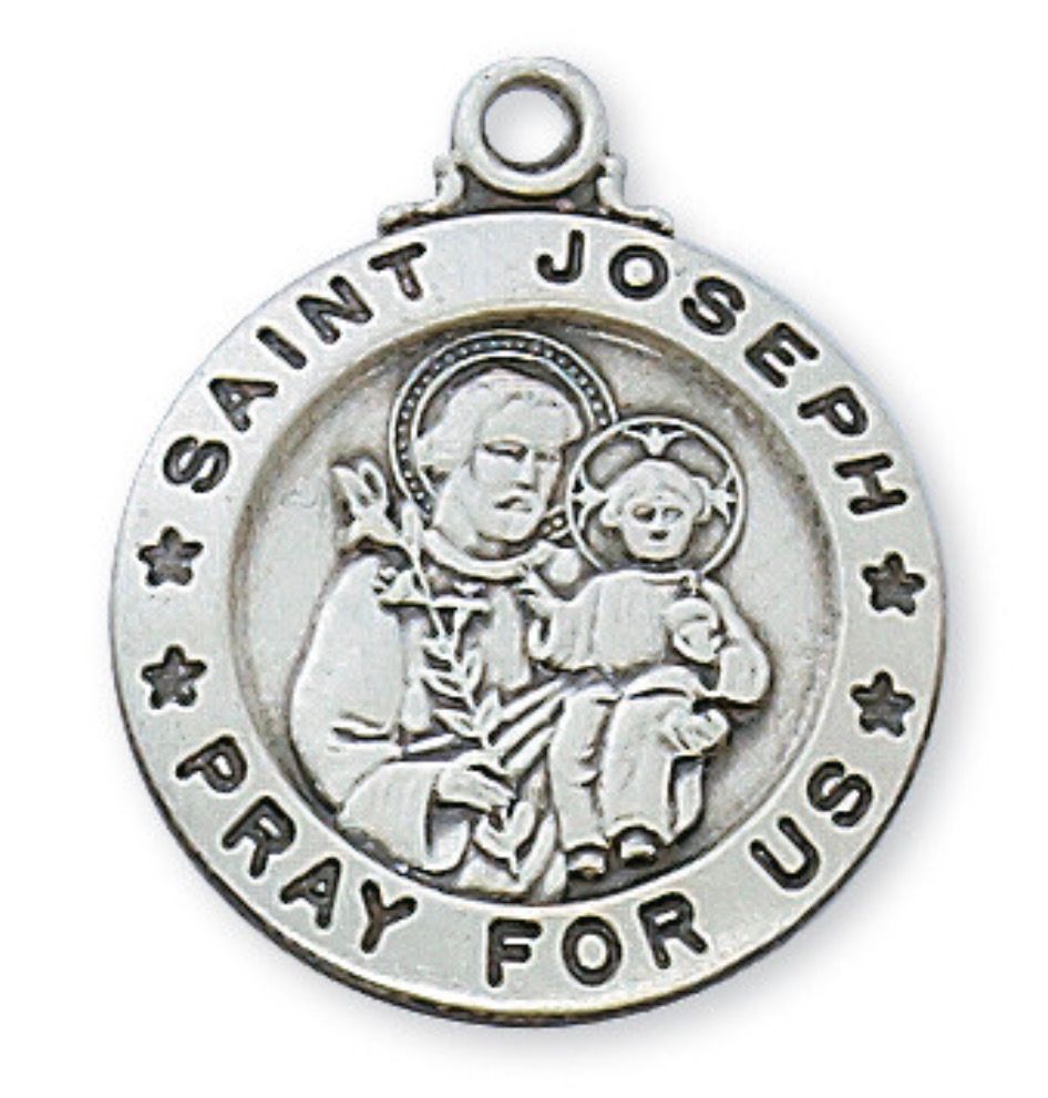 St Joseph Sterling Silver Medal with 20" chain