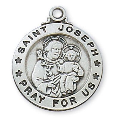 St Joseph Sterling Silver Medal with 20" chain