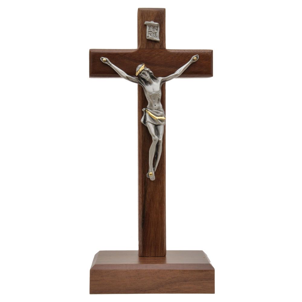 8″ Walnut Standing Crucifix