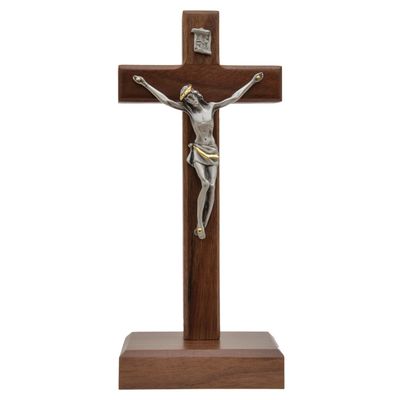 8″ Walnut Standing Crucifix