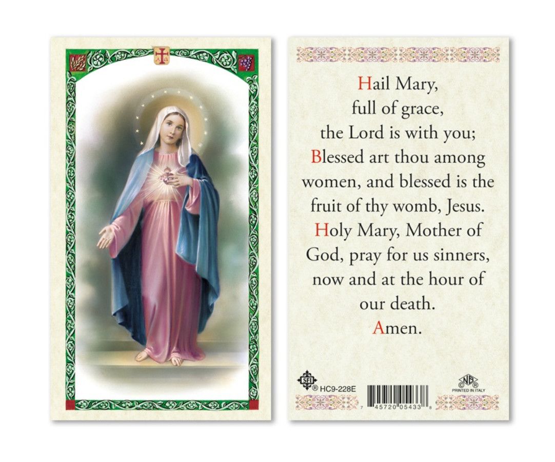 HC Hail Mary prayer/OL Grace, laminated