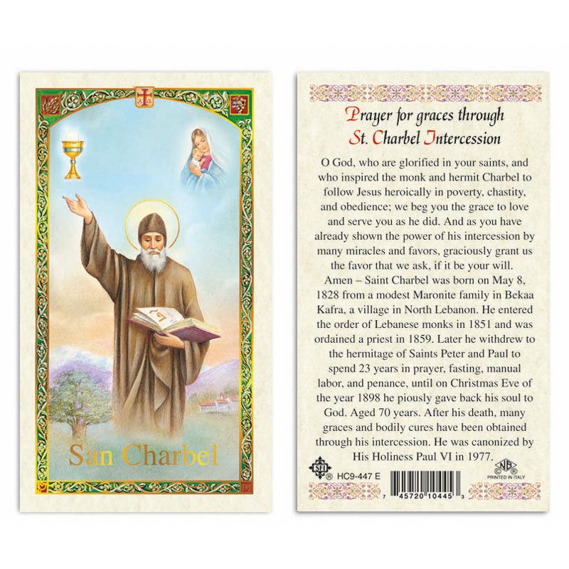 HCd St Charbel/"Prayer for graces", laminated