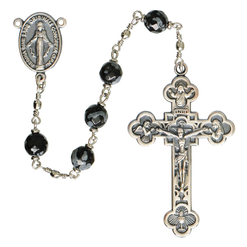 Snowflake Obsidian Rosary 6mm
