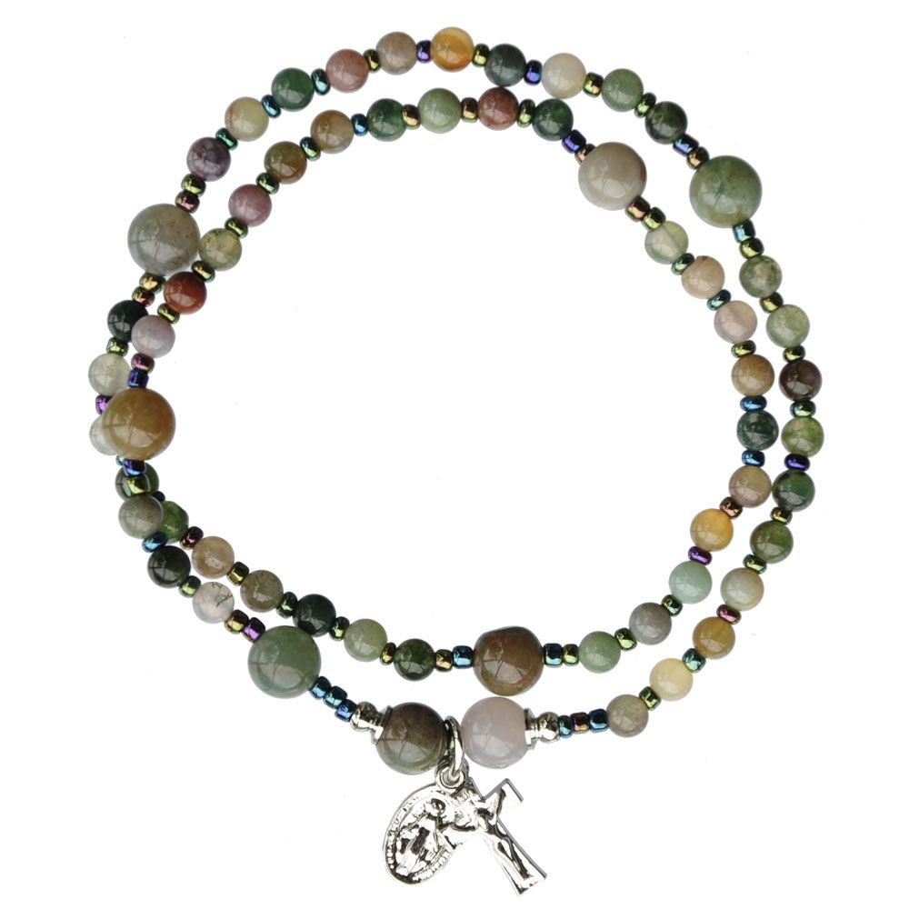 4mm Genuine Multicolor Onyx Twist Rosary Bracelet