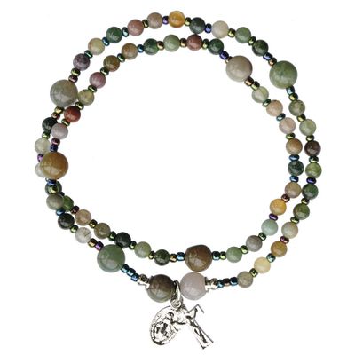 4mm Genuine Multicolor Onyx Twist Rosary Bracelet