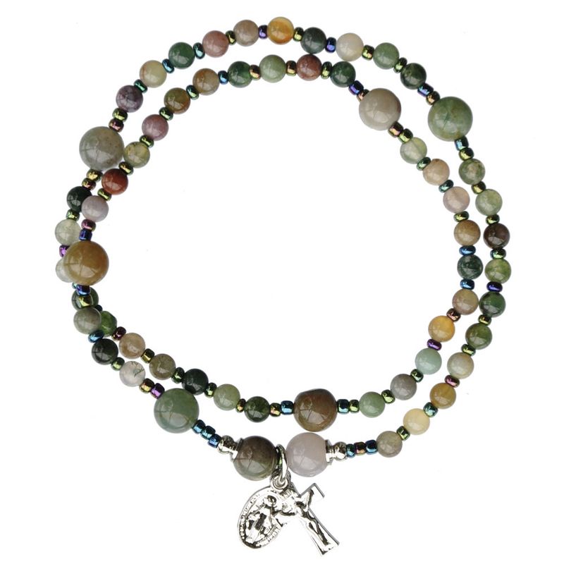 4mm Genuine Multicolor Onyx Twist Rosary Bracelet