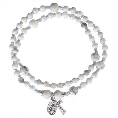 Rosary 5-decade twist Bracelet genuine white Howlite 4mm