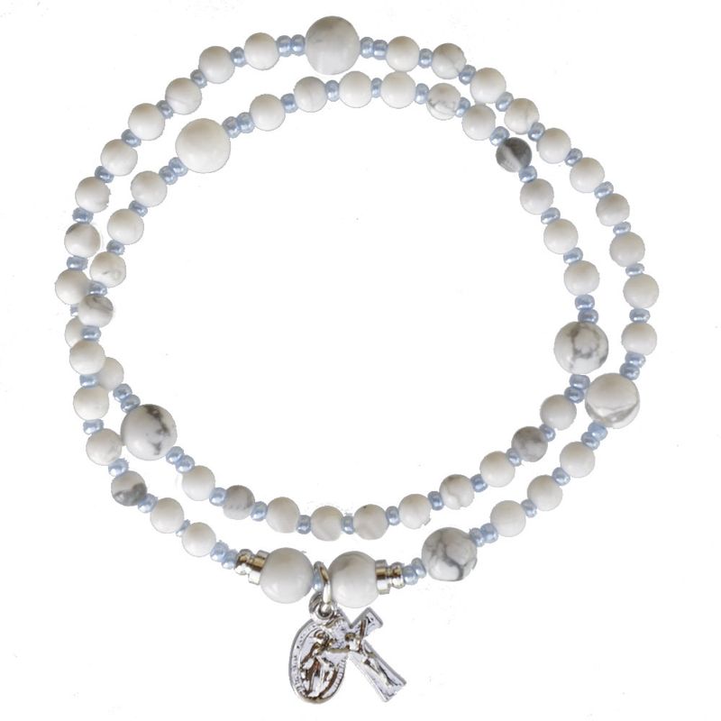 Rosary 5-decade twist Bracelet genuine white Howlite 4mm