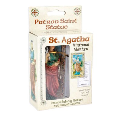 Statue 4" St Agatha cold-cast resin hand-painted &amp; boxed