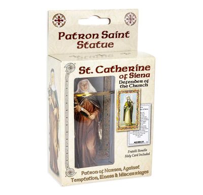 St Catherine of Siena Cold Cast Resin 4'' Boxed Hand Painted