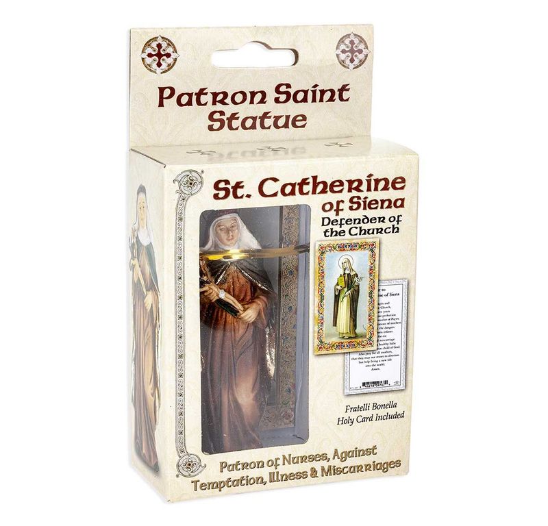 Statue 4" St Catherine of Siena cold cast resin, hand painted &amp; boxed