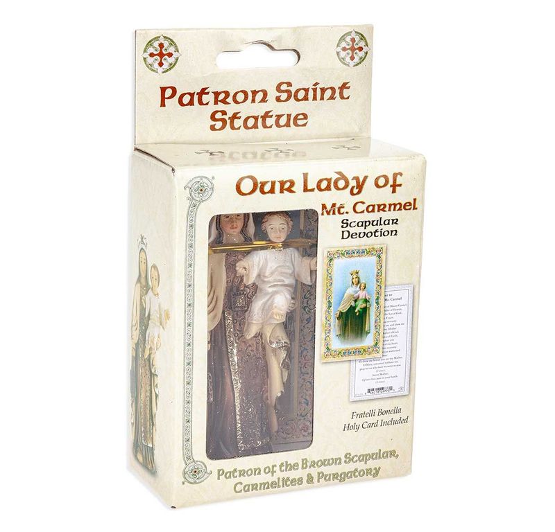 Statue 4" Our Lady of Mt Carmel cold-cast resin, hand-painted &amp; boxed