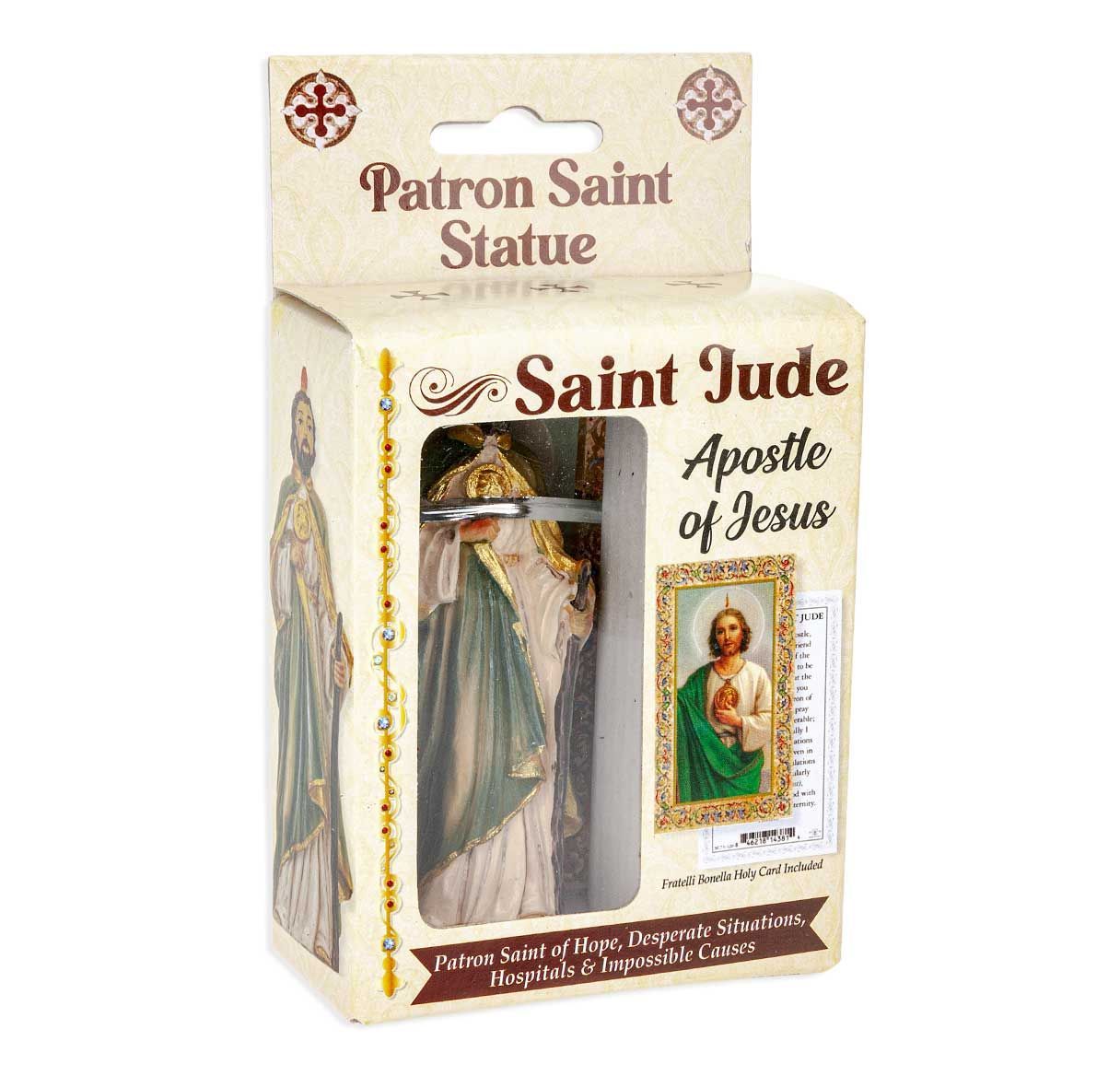 4" Cold Cast Resin hand painted Statue of Saint Jude in deluxe window box