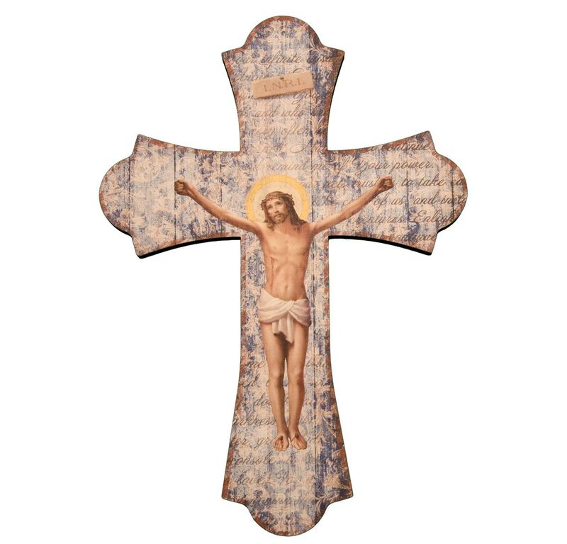 Crucifixion 12" Laser Cut Wood Vintage Cross