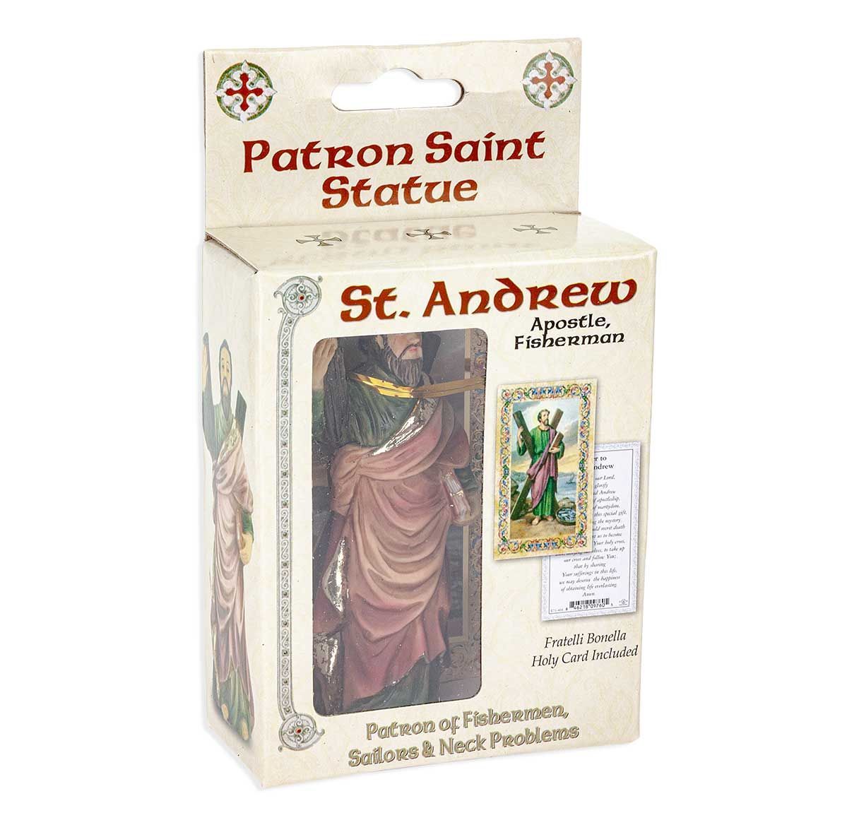 St Andrew 4" cold cast resin statue hand painted &amp; boxed