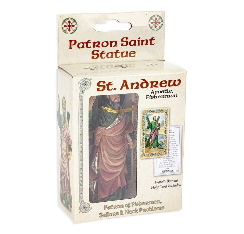 St Andrew 4" cold cast resin statue hand painted &amp; boxed