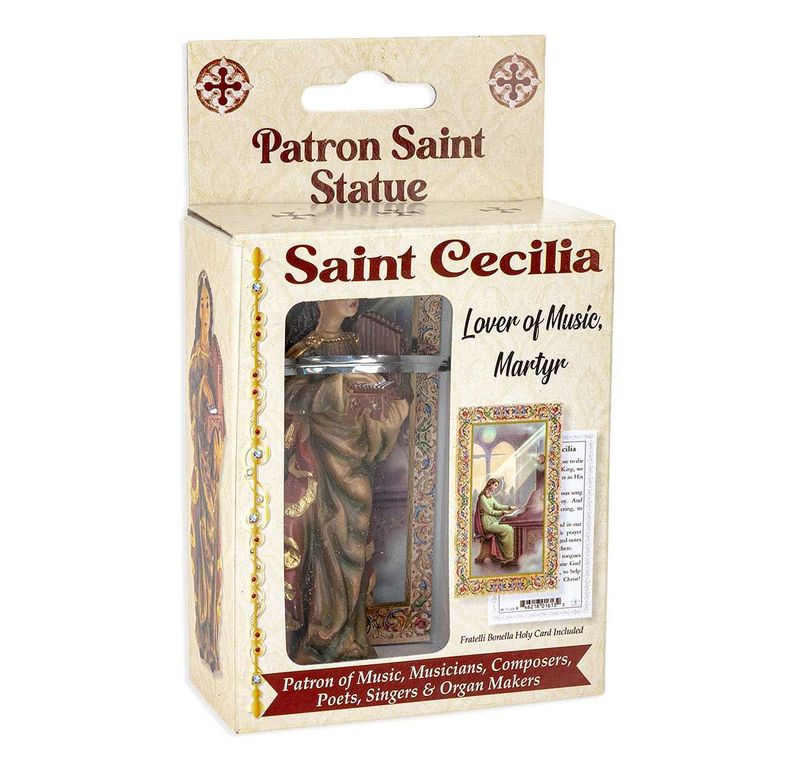 Statue 4" St Cecilia cold cast resin, hand painted &amp; boxed