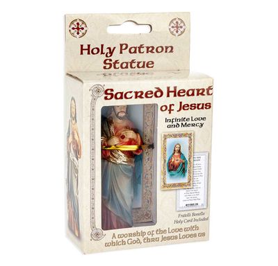 Statue 4" Sacred Heart of Jesus cold cast resin hand painted &amp; boxed