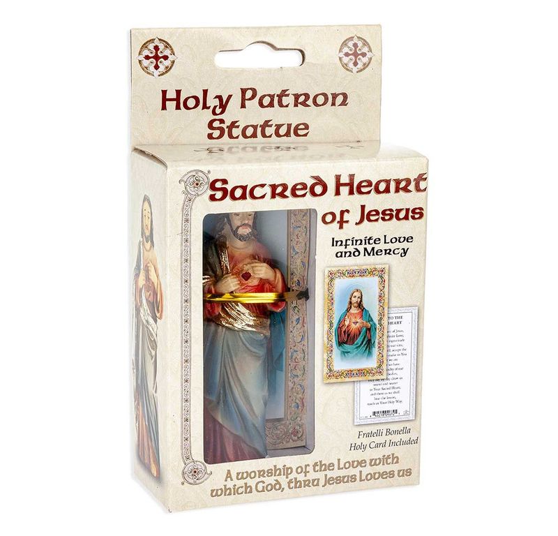 Statue 4" Sacred Heart of Jesus cold cast resin hand painted &amp; boxed