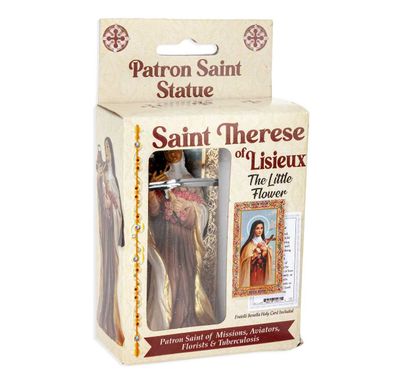4" St Therese cold cast resin hand painted Statue in deluxe window box