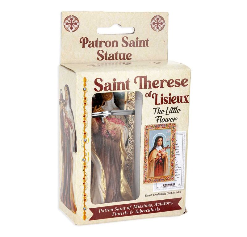 4" St Therese cold cast resin hand-painted statue in deluxe window box