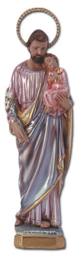 St Joseph &amp; Child Jesus, pearlized statue w/halo (2 pcs) 12"