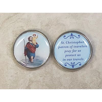 St Christopher epoxy prayer pocket token/coin
