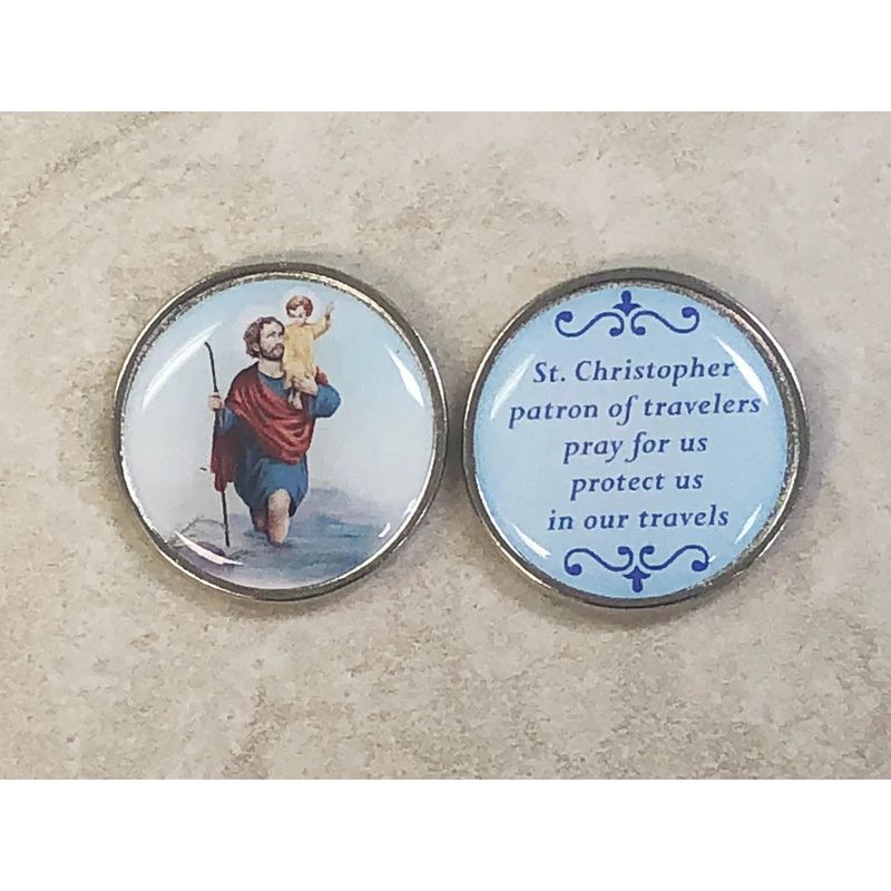 St Christopher epoxy prayer pocket token/coin